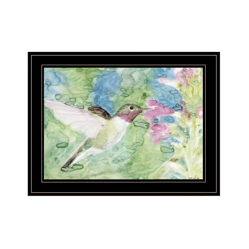 TrendyDecor4U Traditional "Hummingbird 1" Framed Print Wall Art by Stellar Design Studio Blue